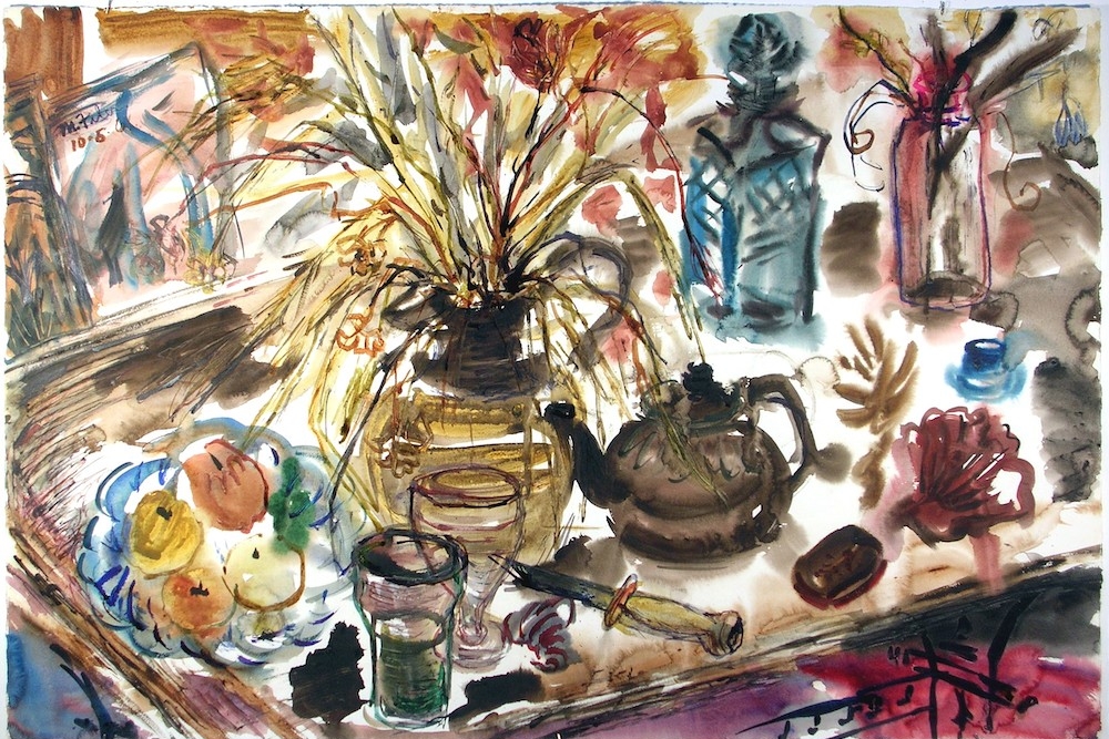 Untitled, Still Life w. Teapot, 10-5-61, wc and ink on paper