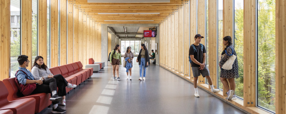 Give today: Students in the hallway