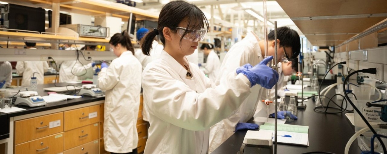 student working in a lab