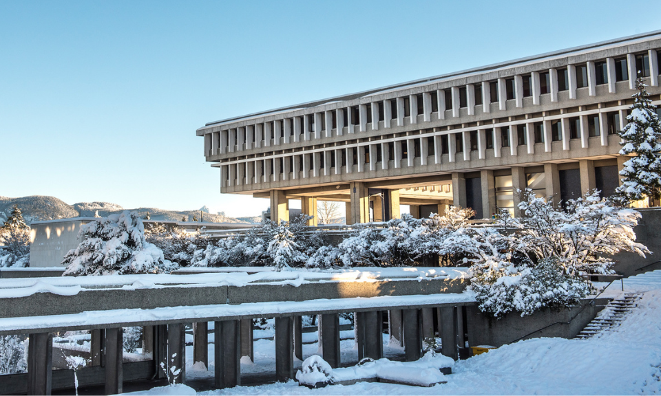 Snowy image of SFU's Burnaby campus